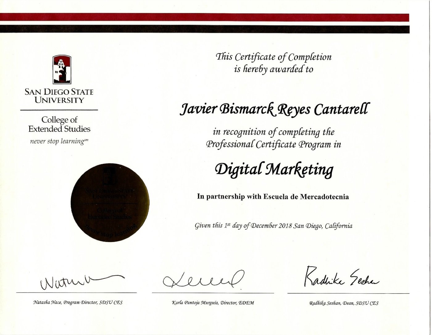 Certificado Digital Marketing · San Diego State University